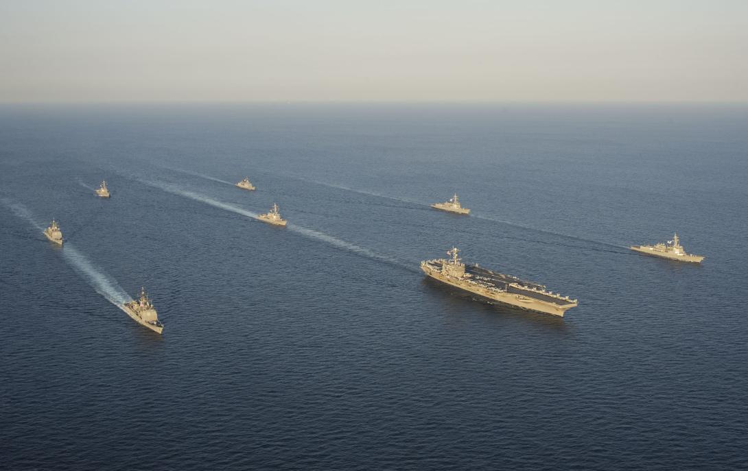 Ships of the George Washington Carrier Strike Group and the Republic of Korea Navy exercise together. As part of a Mission Partner Environment for the Asia-Pacific region, the Pacific Command chief information officer is establishing agile virtual enclaves.