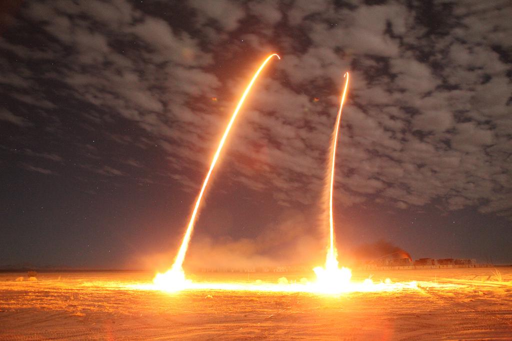 Surface-to-air missile simulators fire at incoming aircraft during nighttime warfare training. The JIE will weave together the U.S. Defense Department’s disparate networks into a single, departmentwide network to support the full range of military missions.