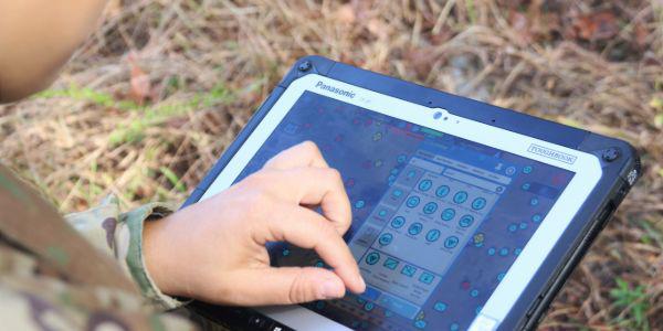 A U.S. Army soldier uses One World Terrain software, a key part of the future Synthetic Training Environment, which is intended to provide realistic extended reality training wherever needed.  U.S. Army photo