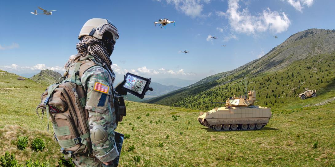 During a webinar sponsored by the Association of the United States Army, Gen. John Murray, USA, commander, Army Futures Command, updated the audience on the service’s modernization efforts. Credit: Graphic illustration of concept for Smart Targeting Environment for Lower Level Assets (U.S. Army CCDC C5ISR graphic illustration/Jamie Lear)