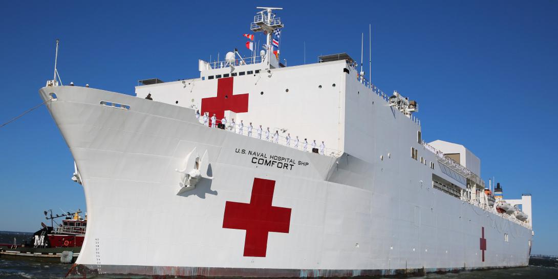 Among an array of activities in response to the COVID-19 pandemic, the Defense Information Systems Command supported the needs of the U.S. Navy ships Comfort and Mercy. Credit: U.S. Navy photo by Bill Mesta/Released
