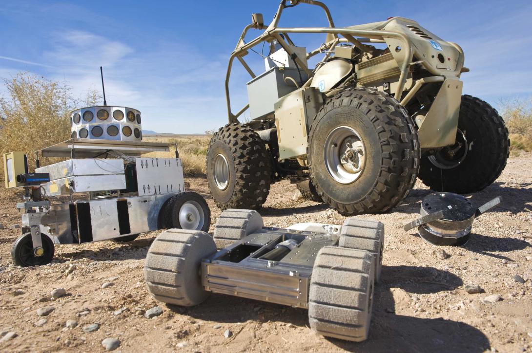 Researchers at Sandia National Laboratories have developed a variety of robotic systems. In the future, unmanned platforms may share information and work as a collective to accomplish an array of missions.