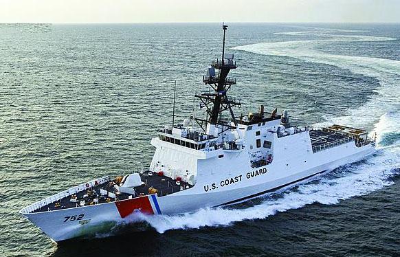 The Coast Guard’s National Security Cutter, Stratton, underway during acceptance trials. The Coast Guard is modernizing the information communications infrastructure for the cutter fleet.