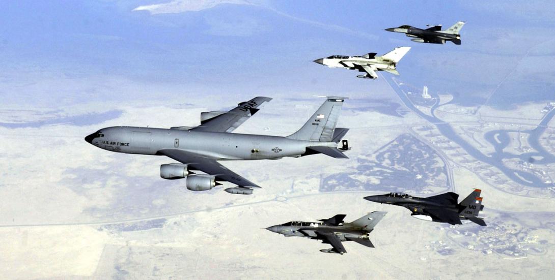 The KC-135 Stratotanker was originally used to support bombers of the Strategic Air Command. The midair refueling capabilities of the KC-135 allow fighters to spend hours instead of minutes on the front lines. The Stratotanker is one of the first weapon systems to be evaluated for cyber resiliency under the Air Force’s new methodology. Credit: Air Force