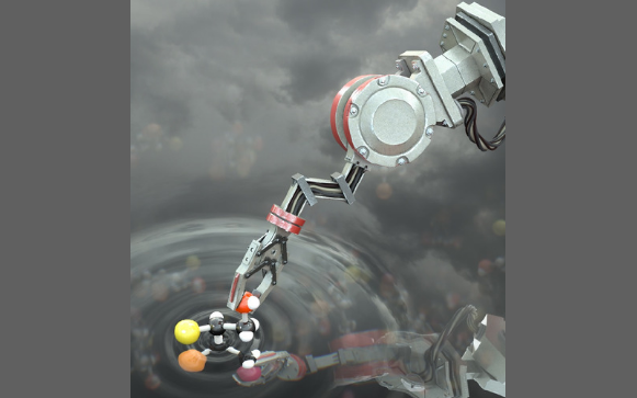 Molecular robots may one day produce combat supplies on demand for warfighters on the battlefield.  Artist’s concept by Stuart Jantzen courtesy of the University of Manchester
