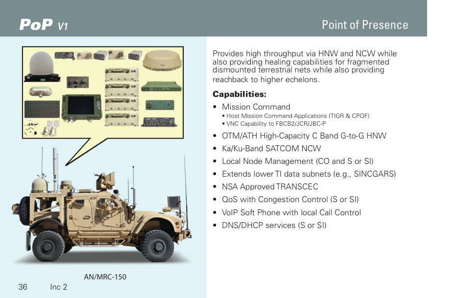 The Point of Presence (PoP) node acts as a mobile satellite communications link as well as a “healing” node for on-the-ground communications that become disrupted.