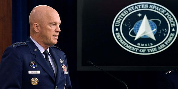 U.S. Space Force Chief of Space Operations Gen. John W. Raymond speaks at the Pentagon on March 27, 2020. The general, speaking at a virtual town hall on April 16, explains how the new service will pull together its personnel for its Force. Credit: U.S. Air Force photo by Wayne Clark