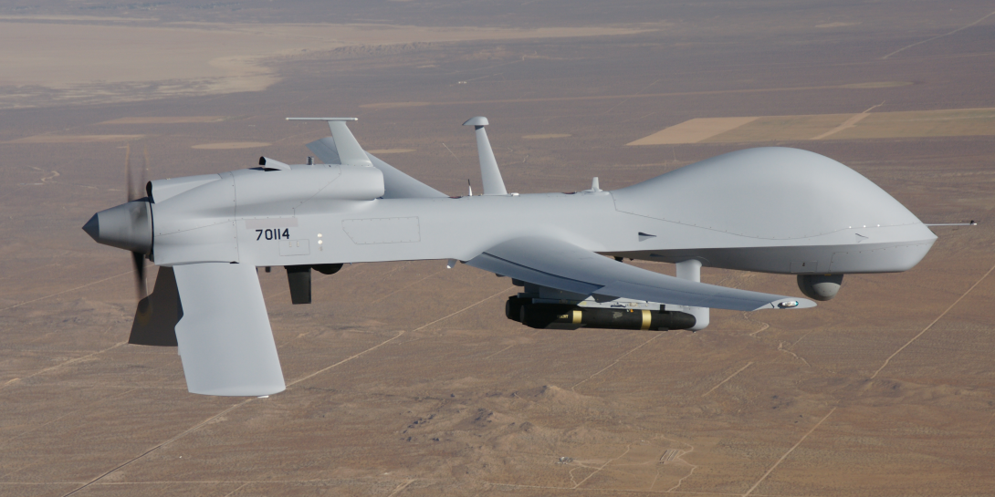 The Multi-Function Electronic Warfare-Air Large program will integrate an offensive electronic warfare pod onto an MQ-1C Gray Eagle unmanned aircraft system. It, along with two other programs, offers the Army an opportunity for interoperability. Credit: U.S. Army