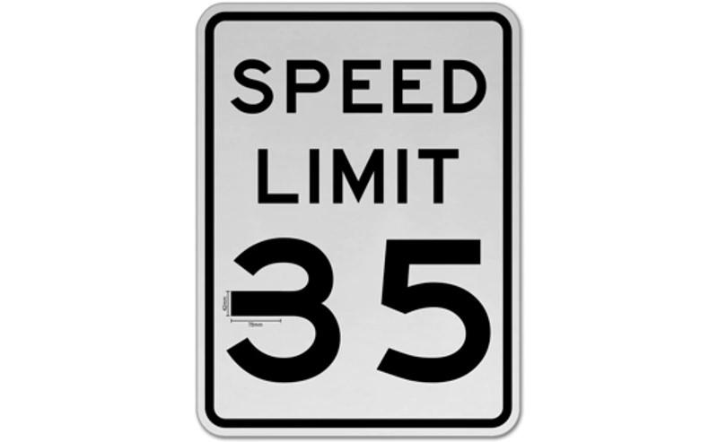 This 35 miles-an-hour speed limit sign has been specially modified by a sticker. To a human, it still shows the speed limit to be 35; but security researchers from McAfee showed that, to the computer vision system in a Tesla, the sign shows the speed limit to be 85 miles-an-hour. Photo courtesy McAfee Security