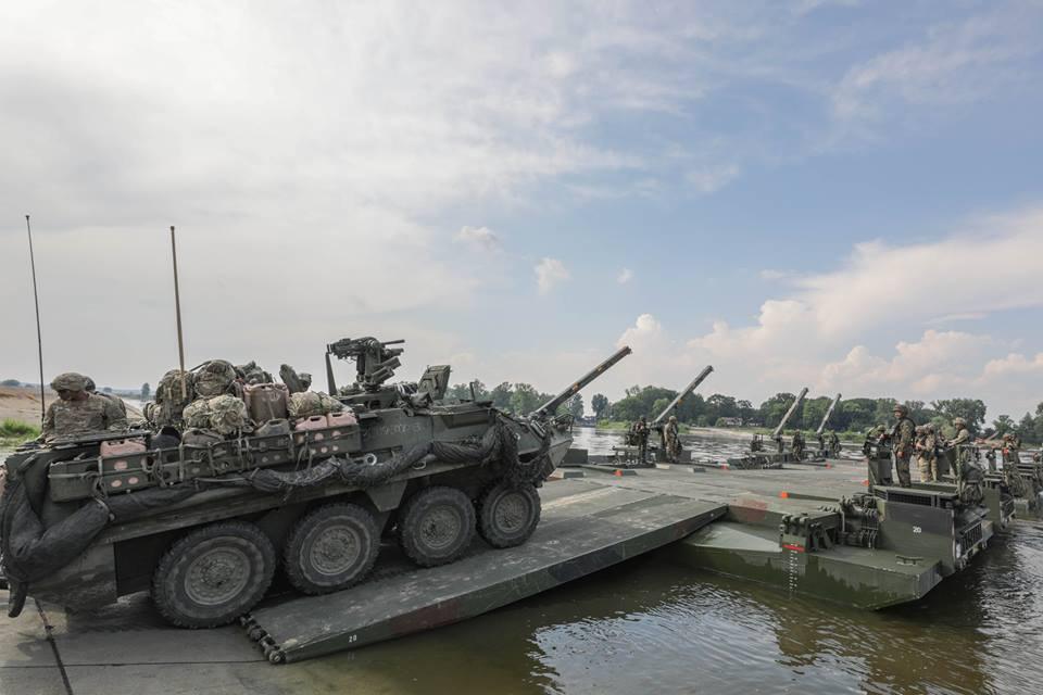 The 2nd Cavalry Regiment conducts a wet gap crossing in Lithuania. The distance traveled to get to the crossing equals driving from Los Angeles to Atlanta.  Lt. Col. Christopher L’Heureux, USA