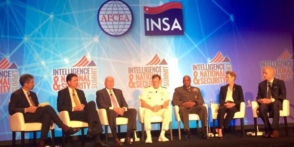 Directors of the 'Big 6' in the U.S. intelligence community speak during the third annual Intelligence and National Security Summit in Washington, D.C.