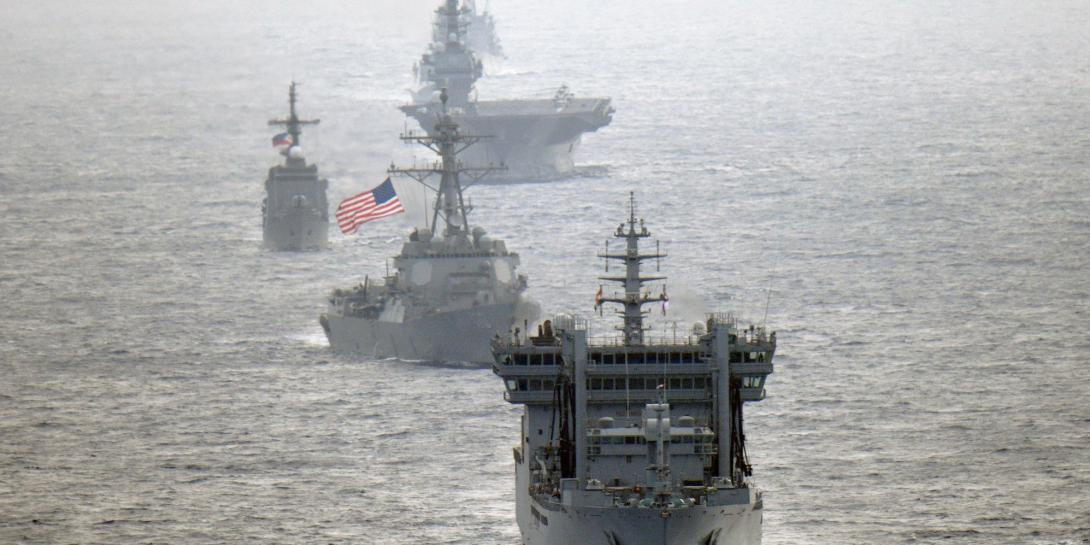Ships of the U.S. Navy, the Indian Navy, the Japanese Maritime Self-Defense Force and the Republic of Philippine Navy transit through international waters in the South China Sea. Nations increasingly are working together in the face of Chinese aggression in the region. Credit: Japanese Maritime Self-Defense Force