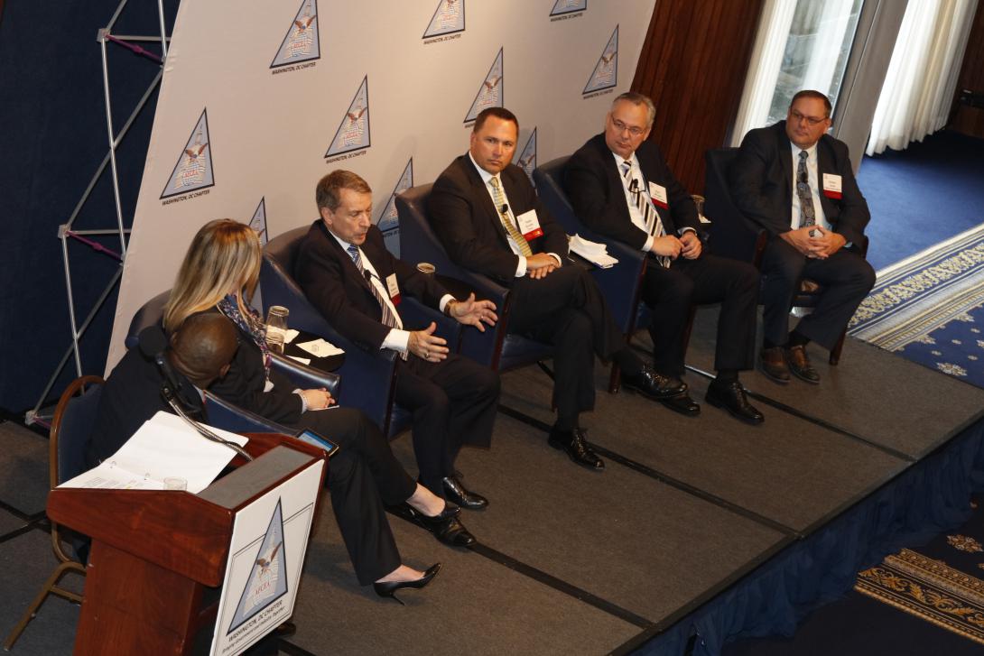 Member of a panel titled "Sustaining the Mission" discuss challenges the IoT will present to government and the military. Photo by Mike Carpenter