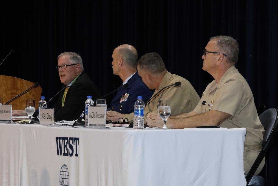 Panelists at WEST 2022 discuss network security and JADC2. Photo by Michael Carpenter