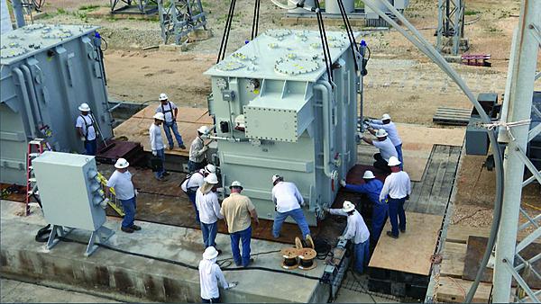 The modular design of the RecX prototype transformer speeds transportation, and installation, at the CenterPoint Energy substation in Houston.  (Photo: DHS.)