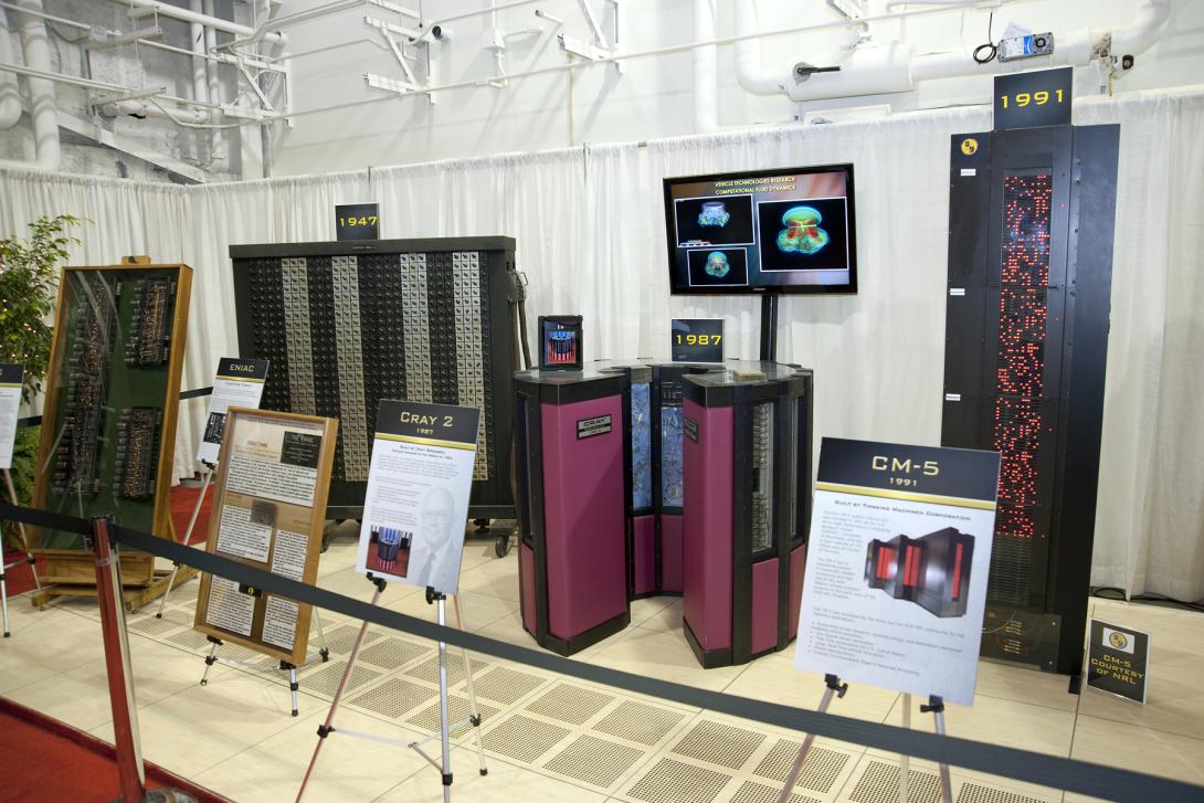 The U.S. Army has a long history of using supercomputers to further research and development toward meeting warfighter needs. A historical display of past Army supercomputers was part of the dedication of the new Army Supercomputing center.