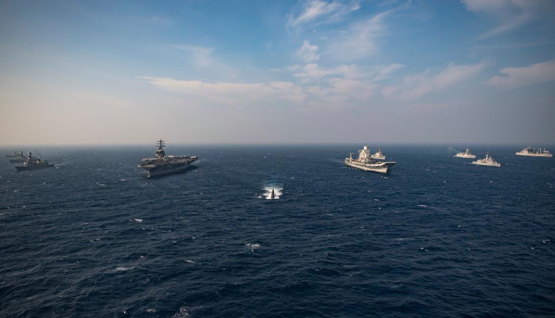 ​Naval ships from Australia, India, Japan and the United States take part in Malabar 2020, an annual exercise promoting security and interoperability in the Indo-Pacific region. Multilateral exercises such as this one are essential to building future interoperability among allied and partner nations for INDOPACOM.  U.S. Navy 