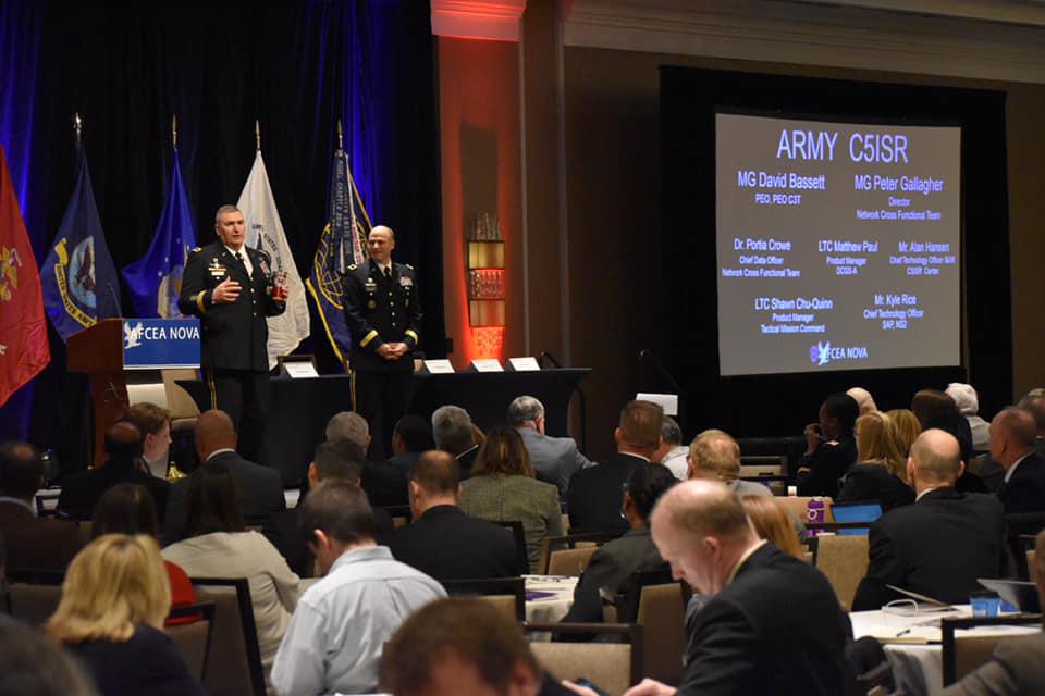 The Army is bringing in innovative tactical network technologies in two-year cycles to build a competitive edge, say Maj. Gen. David Bassett, USA, program executive officer for Command, Control, Communications-Tactical and Maj. Gen. Peter Gallagher, USA, director of the Network Cross-Functional Team.  AFCEA NOVA