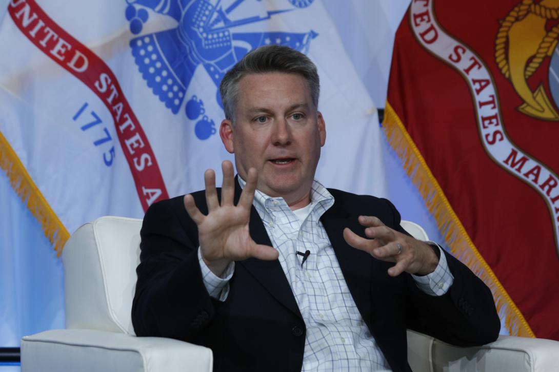 Jason Martin, DISA’s Digital Capabilities and Security Center director and the agency’s component acquisition executive, shown during a panel discussion at TechNet Cyber 2022, told reporters reporters during a media roundtable at the conference that the agenct is still evaluating capabilities for the initial version of Thunderdome. Photo by Michael Carpenter