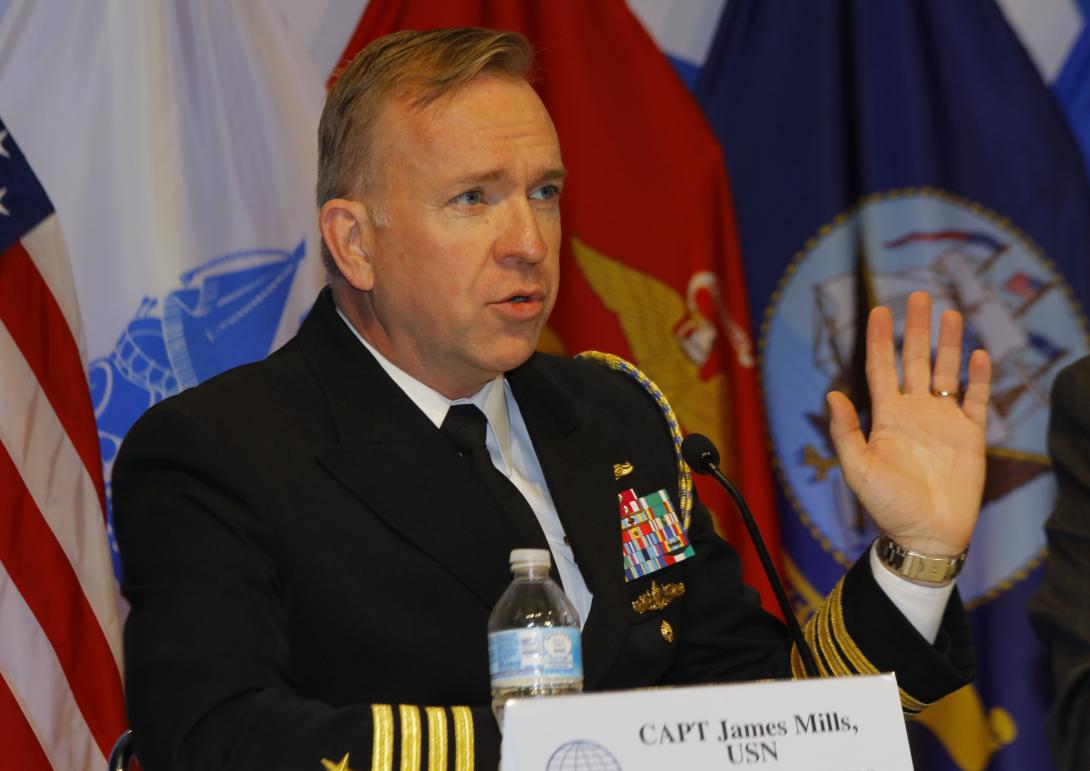 Capt. James Mills, USN, chief of staff, U.S. Fleet Cyber Command/U.S. 10th Fleet, participates in a panel at DCOS.