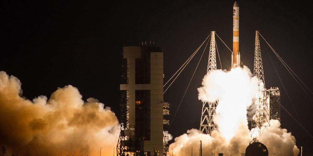 To improve resiliency, the U.S. Air Force Space and Missile Center is leveraging commercial satellite communications technology for its next series of Wideband Global SATCOM (WGS) satellites on the WGS11+ platform. Pictured is the Boeing-built WGS-9 satellite aboard a United Launch Alliance Delta IV Evolved Expendable Launch Vehicle launched from Cape Canaveral Air Force Station, Florida in 2017. Photo Courtesy of the United Launch Alliance