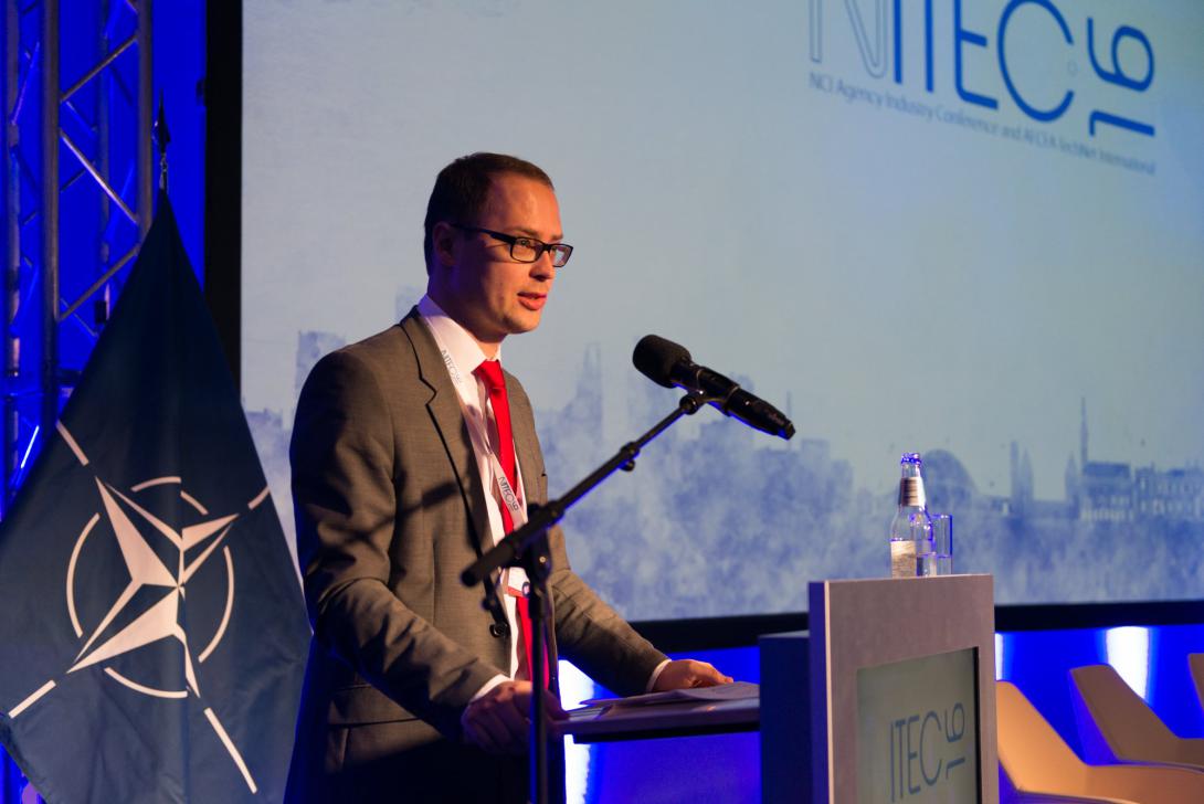 Erki Kodar, undersecretary for legal and administrative affairs for the Estonian defense ministry talks of a volunteer civilian cyber defense force to protect national networks. Photo by Marcos Fernandez Marin, NCI Agency