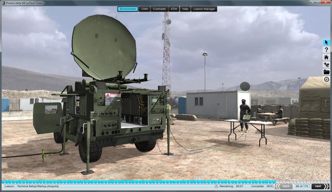 To hone their skills on the Army’s tactical satellite terminals, soldiers can access simulation training packages resembling the latest commercial video games from their smartphones and tablets. This enables them to train, refresh their skills or troubleshoot problems anytime, anywhere.