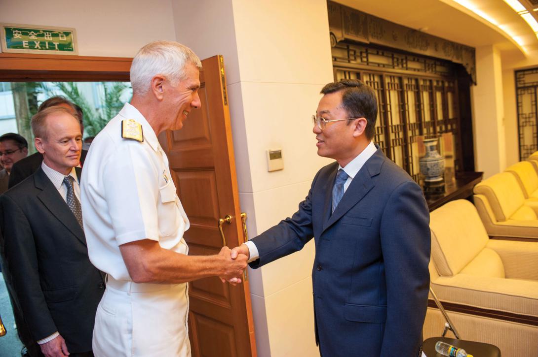 Adm. Samuel J. Locklear III, USN, commander of PACOM, visits the Ministry of Foreign Affairs in the People’s Republic of China. PACOM continues to work to build relationships with Chinese officials and organizations with a goal of maximizing common interests and minimizing conflicts.