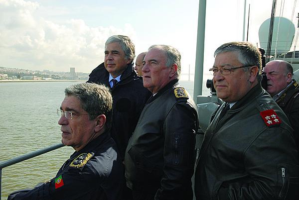 Adm. Saldanha Lopes, aboard a ship with other military and civilian officials, believes that Portugal will be able to transform its navy within the confines of a tight defense budget.