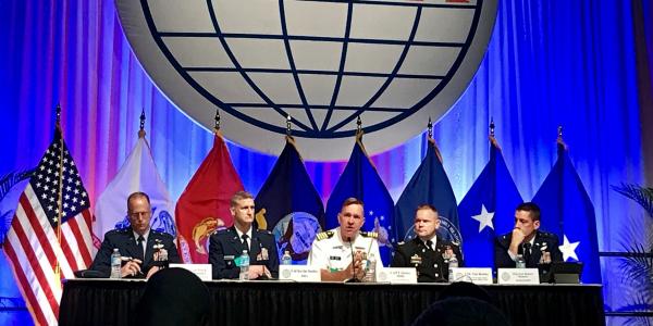 Military panelists discuss the government's cyber mission during AFCEA's Defensive Cyber Operations Symposium.