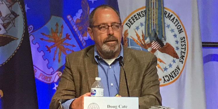 Doug Cate, acting chief technology officer, Defense Intelligence Agency, talks about innovation during a panel at the AFCEA Defensive Cyber Operations Symposium.