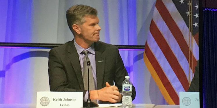 Keith Johnson, chief technology officer and chief engineer, Leidos Defense and Intelligence Group, speaks during a panel session at the AFCEA Defensive Cyber Operations Symposium.