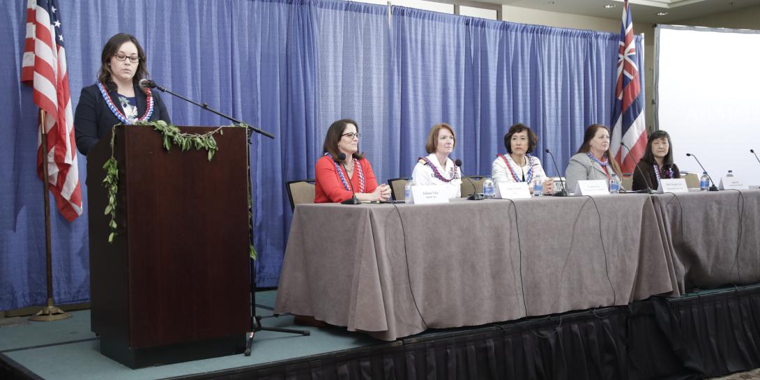 Cyber experts from government, industry and academia explore cybersecurity solutions during a Women in AFCEA panel. Credit: Bob Goodwin Photography