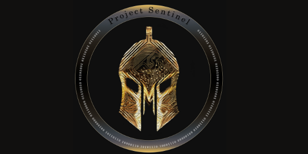 Photo Courtesy Adam Simmons, U.S. Army Network Enterprise Technology Command. The logo for the U.S. Army’s Project Sentinel depicts the letters RMF in the helmet to represent the service’s mission to realize its Risk Management Framework. Within the circle around the helmet in the logo, designed by Simmons, is the binary code for “better than before.” 