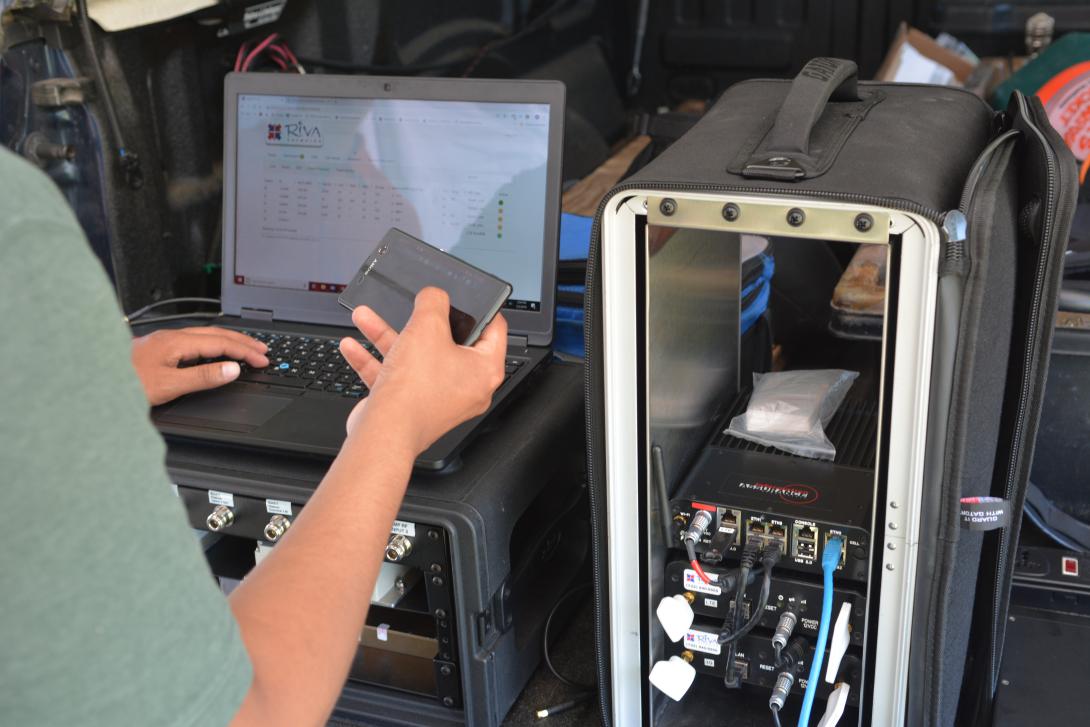 A DIA employee tests wireless communications technologies during Joint Innovation Battle Lab 2019 at Fort Story, Virginia. The agency is charging ahead with plans for innovative technologies that will improve the speed and quality of intelligence products.  DIA photo