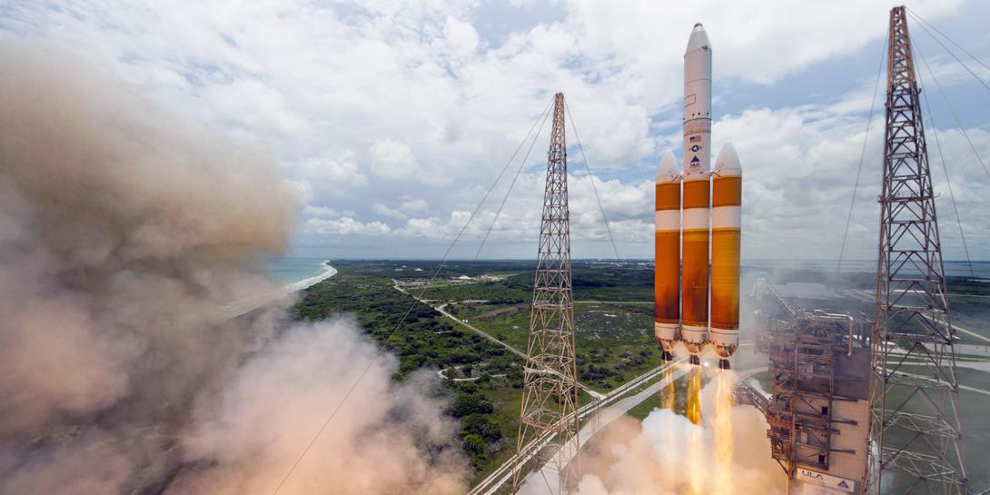 A United Launch Alliance Delta IV-Heavy rocket launches a National Reconnaissance Office payload into orbit from Cape Canaveral. While the U.S. intelligence community will continue to rely on government space assets, it will increasingly tap the commercial sector for innovative products and services.