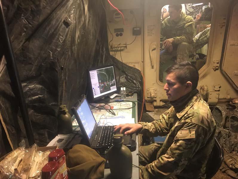 A member of the Expeditionary CEMA Team, or ECT, conducts cyberspace operations during a training exercise. CEMA’s reach goes beyond merely integrating electronic warfare and cyber as the Army builds a larger cyber enterprise.