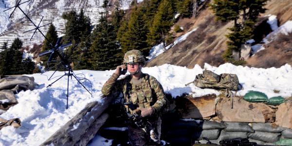 A U.S. Army specialist monitors satellite communications (SATCOM) at an observation post in Afghanistan. The Army is looking to leap ahead in connectivity by unifying its entire system of networks through modernization, particularly SATCOM.  U.S. Army