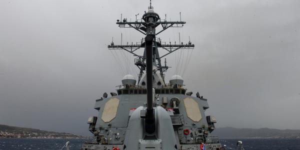 The USS Porter transits the Strait of Messina in the Mediterranean. The Navy is increasing its emphasis on information warfare (IW) as it integrates the capability with air, surface and subsurface operations.