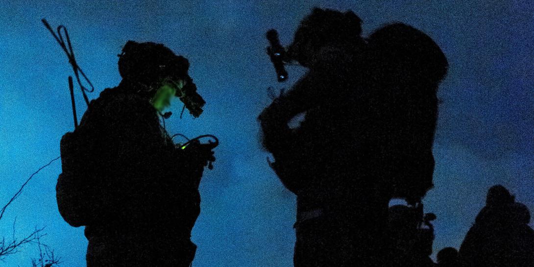 Two U.S. Army special forces soldiers conduct radio checks during Exercise Combined Resolve in December, which included special operations forces from Ukraine. The U.S. Special Operations Command is pursuing multiple approaches to establish communications links with special forces and partner nations, and these approaches may become part of conventional force operations.  U.S. Army photo