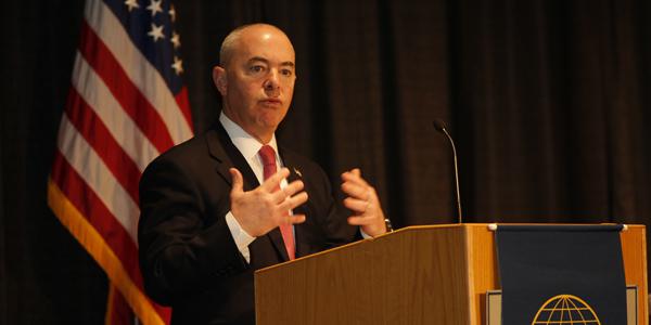 Deputy Secretary of the Department of Homeland Security Alejandro Mayorkas speaks at the Homeland Security Conference in Washington, D.C., in March. Photography by Michael Carpenter
