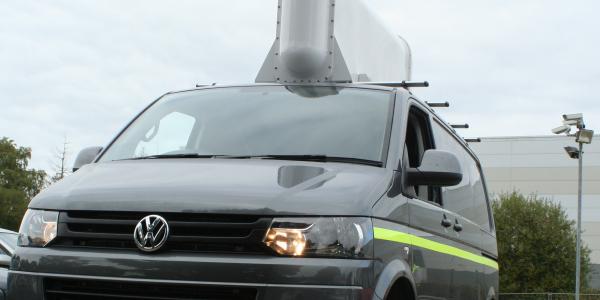 A radiation portal monitor (RPM) is used to scan vehicles and containerize cargo contaminated with naturally occurring radioactive materials (NORMs). Photo courtesy of Symetrica.