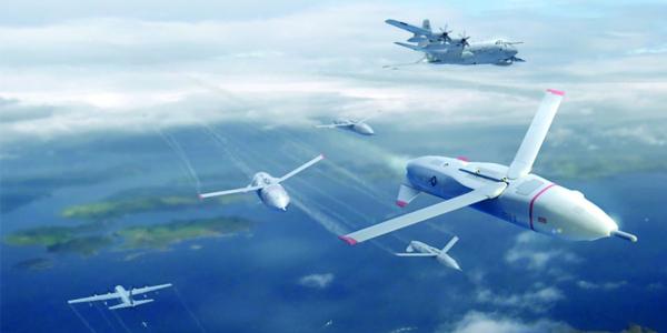 With its Gremlins program—named for the imaginary, mischievous imps that became the good luck charms of many British pilots during World War II—the Defense Advanced Research Projects Agency (DARPA) envisions fleets of drones dropping out of bombers. An artist’s rendering shows groups of unmanned aerial systems as they launch from large aircraft that are out of range of adversary defenses.