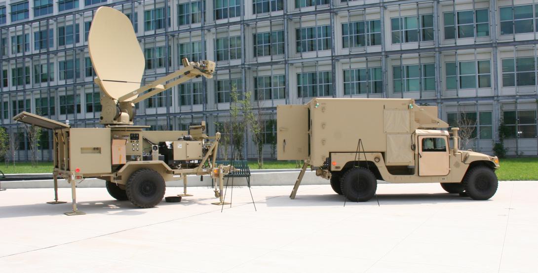During Hurricane Sandy relief efforts, the National Guard used a WIN-T Increment 1 Satellite Transportable Terminal (l) and a Joint Network Node. 