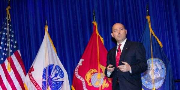 Former Supreme Allied Commander Europe Adm. James Stavridis, USN (Ret.), speaks at West 2016, the West Coast’s premier naval conference and exposition. Adm. Stavridis, dean of Tufts University’s Fletcher School of Law and Diplomacy, will speak again at this year’s conference on the topic “Are We Organized and Aligned to Fight the Cyber War?” West 2017 takes place February 21-23 at the San Diego Convention Center.  Photo by Michael Carpenter