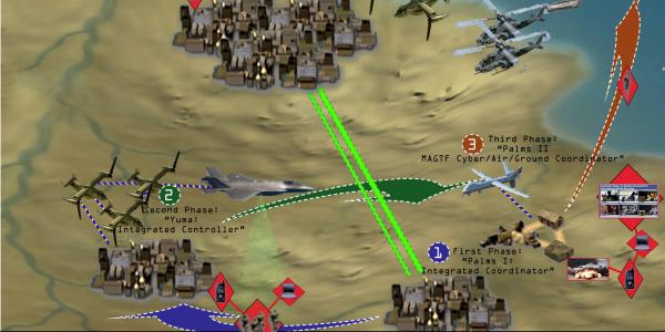 A screen shot depicts a future multiphase training program called Cylon Raider. The program would show how cyber factors into the modern battlefield. 