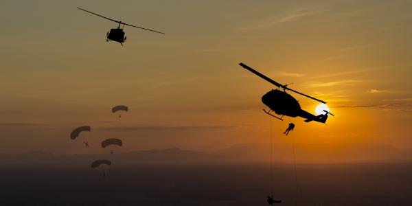 U.S. troops conduct a so-called “jump test” of a new capability. Here they evaluate the Hughes HM300 portable X-band satellite terminal used for intelligence, surveillance and reconnaissance.