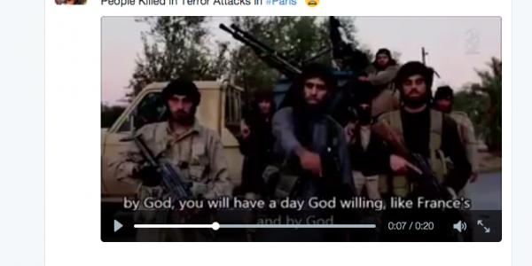 Screen shot from Twitter of ISIL's reported threat of Paris-type attack on Washington, D.C. 