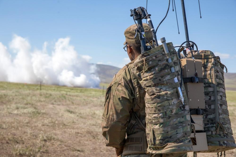 A U.S. soldier with 2nd Stryker Brigade, 2nd Infantry Division demonstrates a portable electronic warfare system. Rapid advances in technology and Army investments in force modernization mean modernizing education and training as well.  U.S. Army photo by Spc. Audrey Ward, 982nd Combat Camera Company (Airborne)