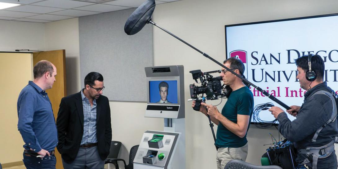 The Automated Virtual Agent for Truth Assessments in Real Time, developed at San Diego State University, can detect changes in physiology and behavior during interviews with travelers. Photo by Aaron Elkins